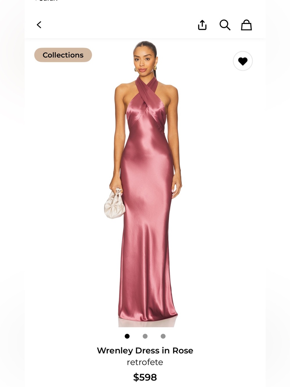 Retrofete Wrenley Satin Halter Maxi Dress in Rose